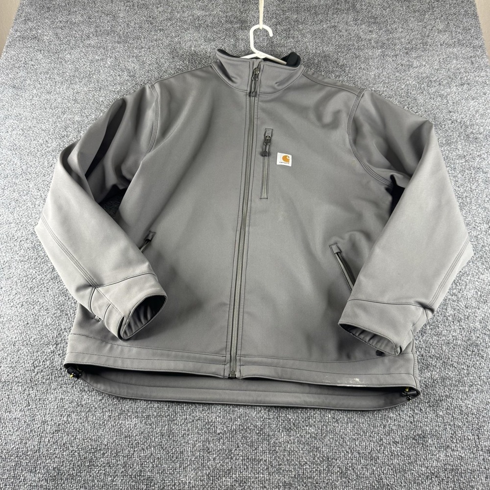 Carhartt Jacket Mens XL Gray Softshell Full Zip Lined Workwear 102199 022